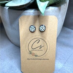 Collection Sage Black and White Volleyball Earrings